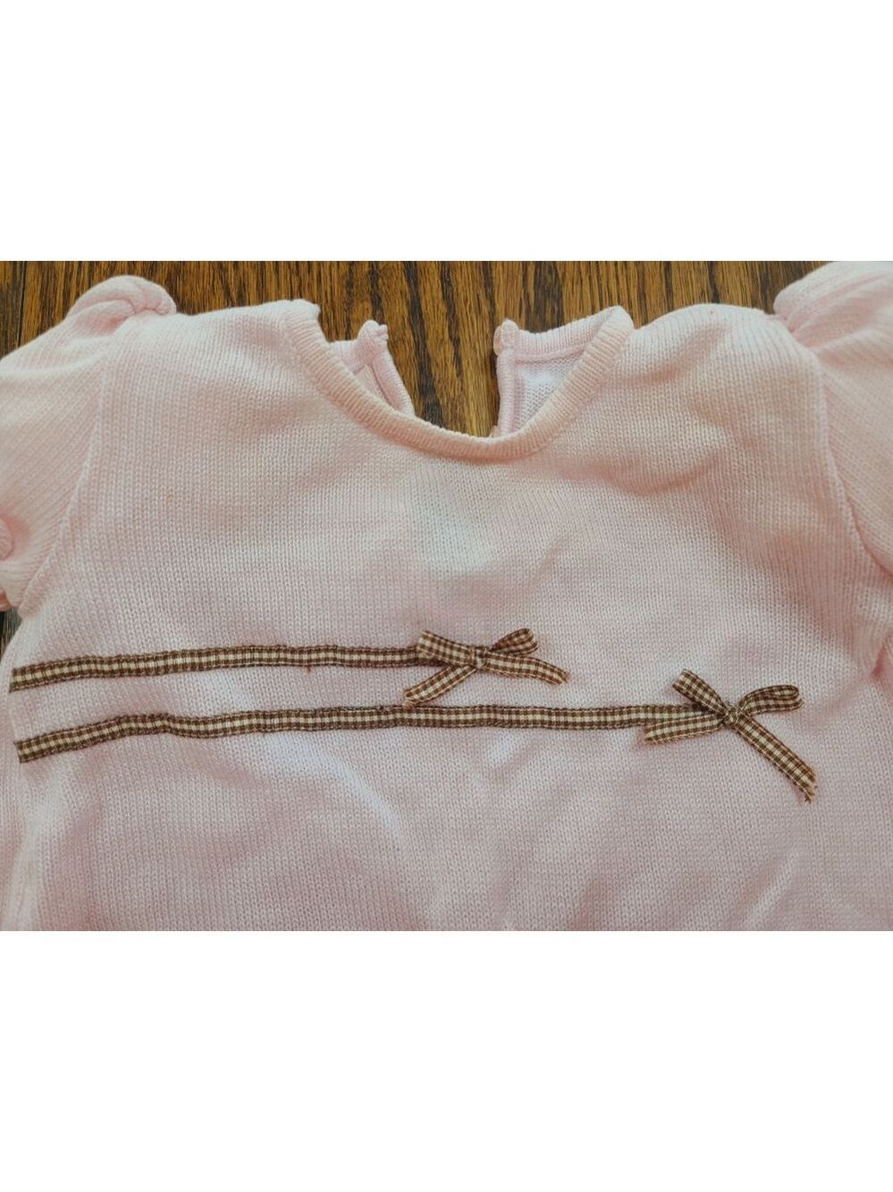 Catimini Pink Knit Romper 3-6M | Cute Bow Details - Picture 3 of 9